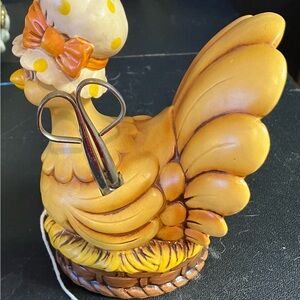 Chicken String Holder with Scissors.  Possibly Josef Originals
